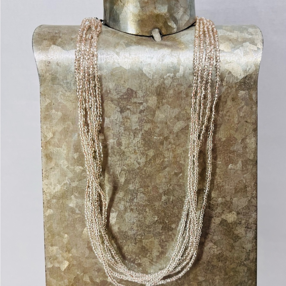 Layered Beige Pearl Bead Necklace